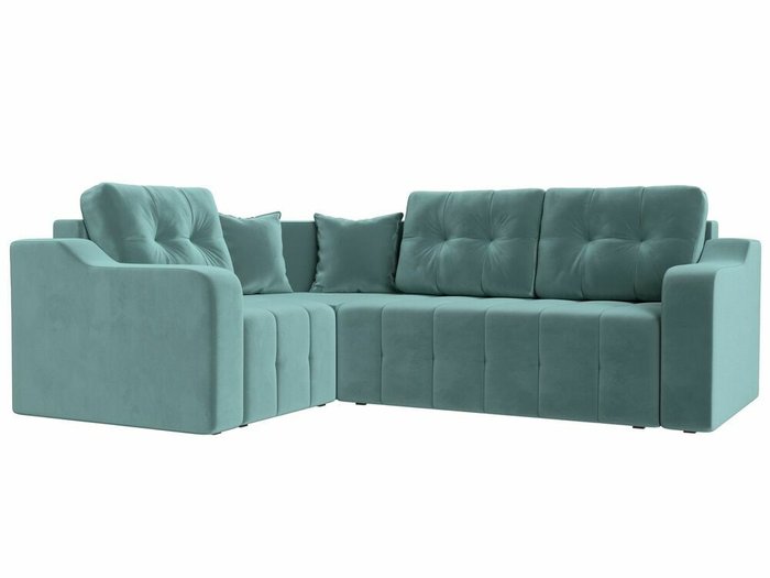 Угловой диван-кровать Кембридж бирюзового цвета левый угол