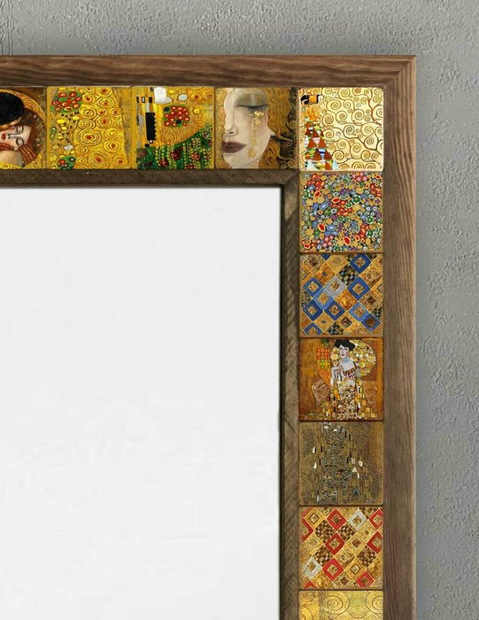 Настенное зеркало 53x73 с каменной мозаикой желто-коричневого цвета - купить Настенные зеркала по цене 27866.0