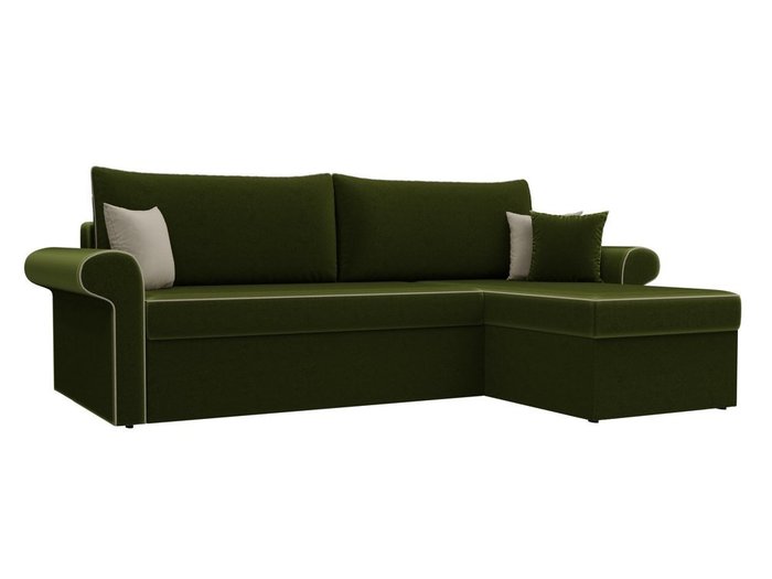 Угловой диван-кровать Милфорд зеленого цвета правый угол