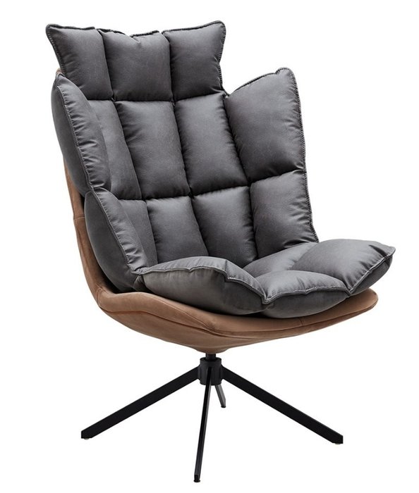 Кресло серо-коричневого цвета с металлическим основанием 