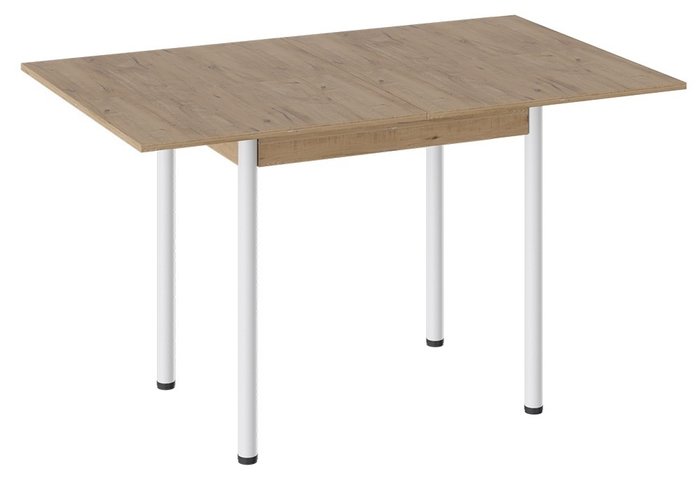 Обеденный стол Родос бежевого цвета на белых ножках - лучшие Обеденные столы в INMYROOM