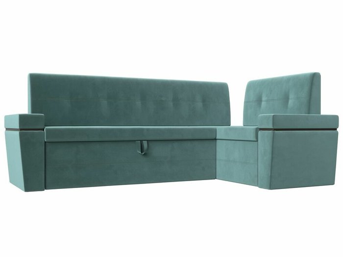 Угловой диван-кровать Деметра бирюзового цвета правый угол