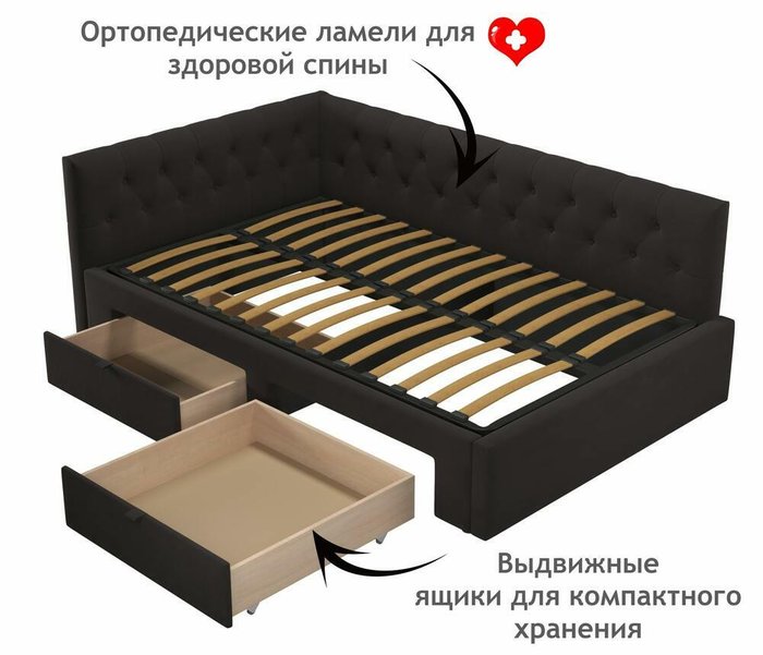 Кровать-тахта Afelia 120х200 шоколадного цвета без подъемного механизма - лучшие Кровати для спальни в INMYROOM