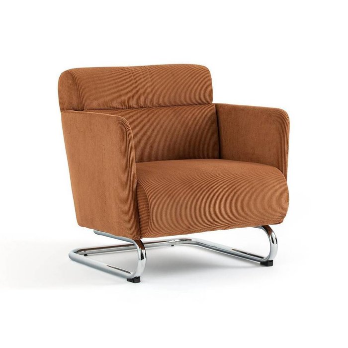 Кресло из рифленого велюра Canti коричневого цвета