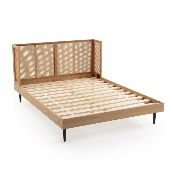 Кровать из плетеного ротанга с основанием Waska 160x200 бежевого цвета - лучшие Кровати для спальни в INMYROOM