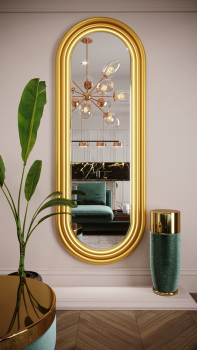 Овальное интерьерное зеркало Оnda rettangolo в декоративной раме - купить Настенные зеркала по цене 52234.0