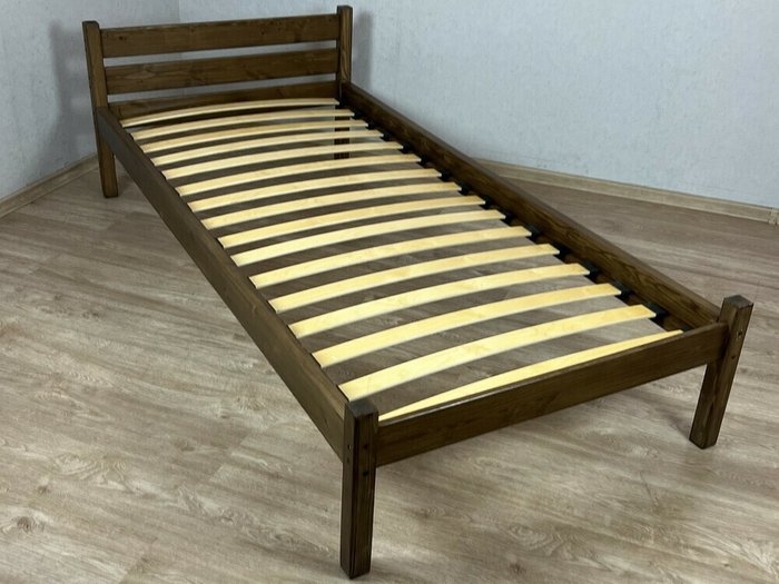 Кровать Классика сосновая с ортопедическим основанием 90х200 цвета темный дуб - купить Кровати для спальни по цене 10789.0