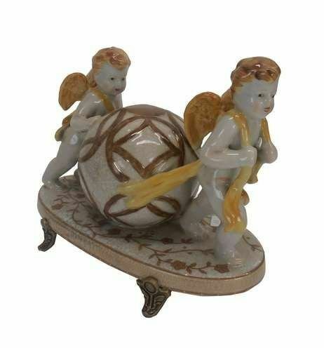 Фигура Ангелы с шаром бежевого цвета - купить Фигуры и статуэтки по цене 15495.0