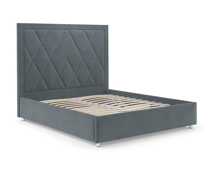 Кровать Треви 140х190 серо-синего цвета с подъемным механизмом (велюр) - лучшие Кровати для спальни в INMYROOM