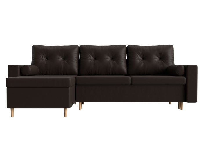 Угловой диван-кровать Белфаст коричневого цвета (экокожа) левый угол - купить Угловые диваны по цене 49999.0