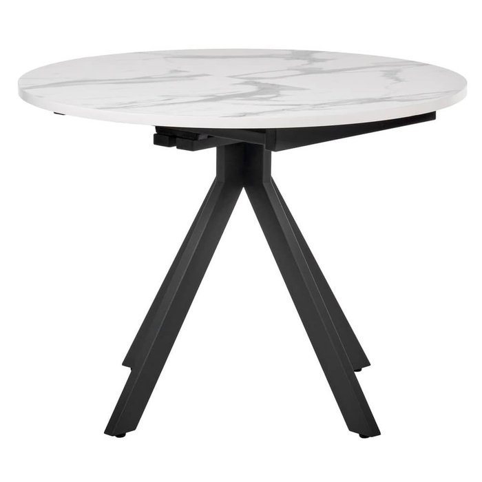 Раздвижной обеденный стол Rudolf бело-черного цвета - лучшие Обеденные столы в INMYROOM