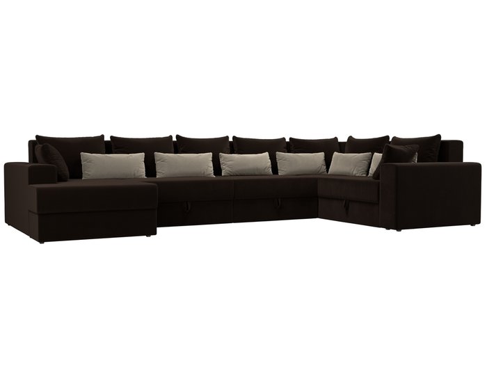 Угловой диван-кровать Мэдисон  коричневого цвета правый угол
