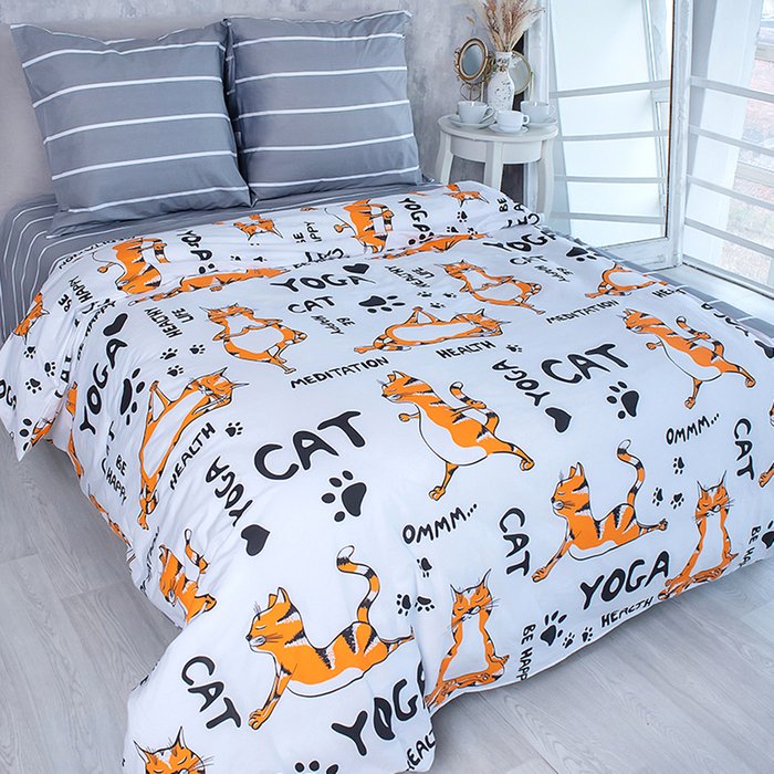 КПБ 'Традиция', 2,0 спальный, поплин, 100% хлопок, пл. 118 гр./кв.м., 'Йога Тигры'