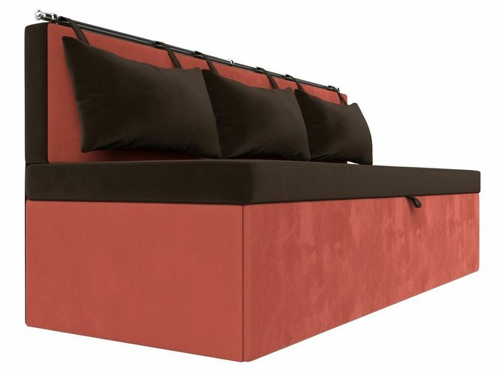 Прямой диван-кровать Метро коричнево-кораллового цвета - лучшие Прямые диваны в INMYROOM