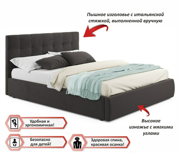 Кровать с подъемным механизмом Selesta 160х200 коричневого цвета - купить Кровати для спальни по цене 25300.0
