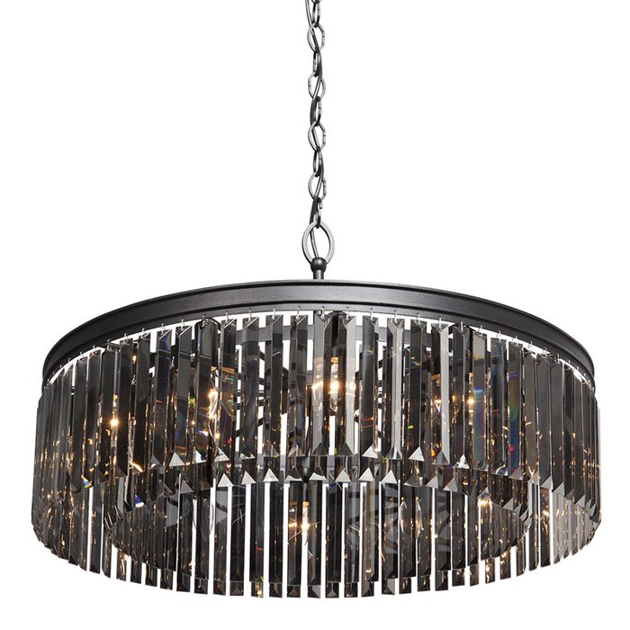 Люстра RH Rhys Smok Glass Prism Round Chandelier 80 Люстра RH Rhys Smok Glass Prism Round Chandelier 80