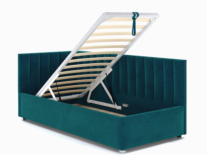 Кровать Negga Mellisa 90х200 сине-зеленого цвета с подъемным механизмом левая - лучшие Кровати для спальни в INMYROOM
