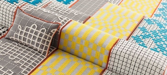 Подушка Bandas Space желто-белого цвета - купить Декоративные подушки по цене 32990.0