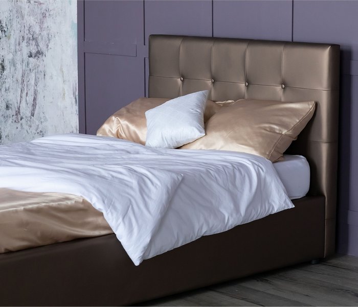 Кровать Селеста 120х200 коричневого цвета с матрасом - купить Кровати для спальни по цене 33690.0