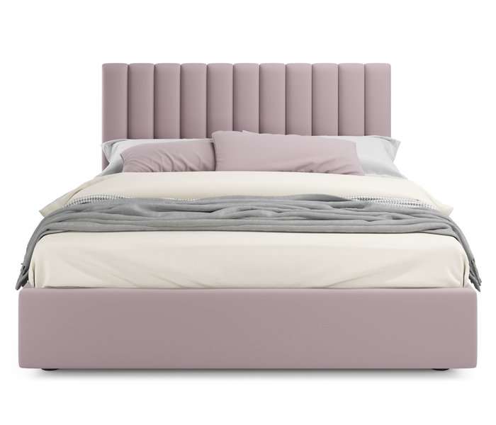 Кровать Olivia 160х200 с ортопедическим основанием серо-розового цвета - лучшие Кровати для спальни в INMYROOM