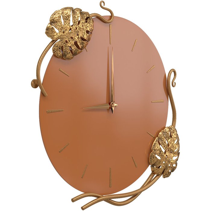 Настенные часы Monstera Deliciosa коричневого цвета - купить Часы по цене 15551.0
