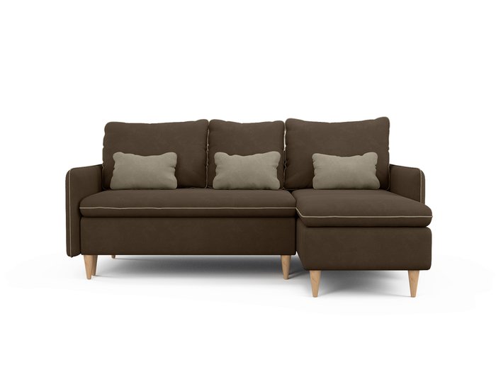 Угловой диван-кровать Ron темно-коричневого цвета