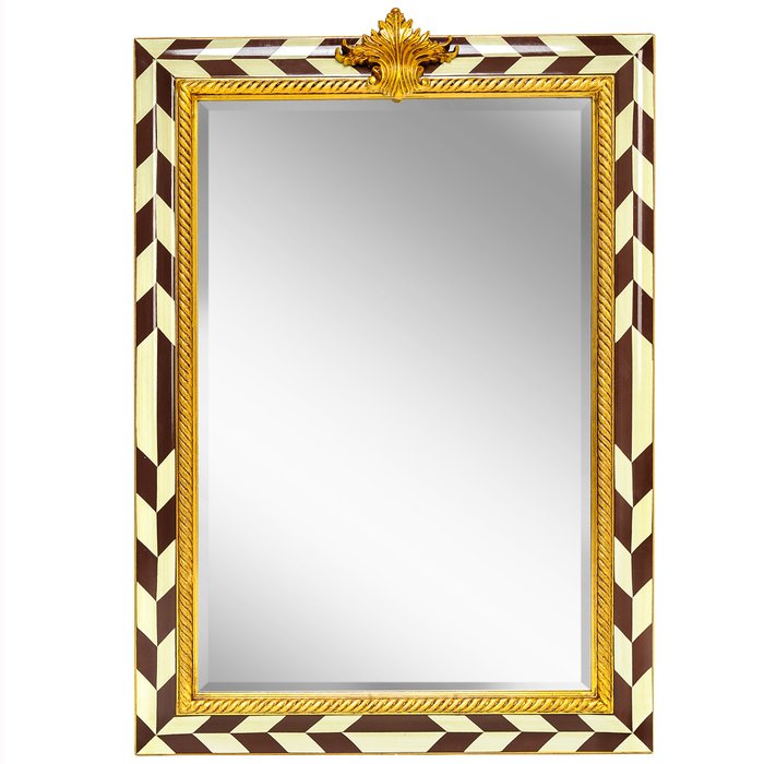 Настенное зеркало Бенедикт в раме с черно-белым орнаментом