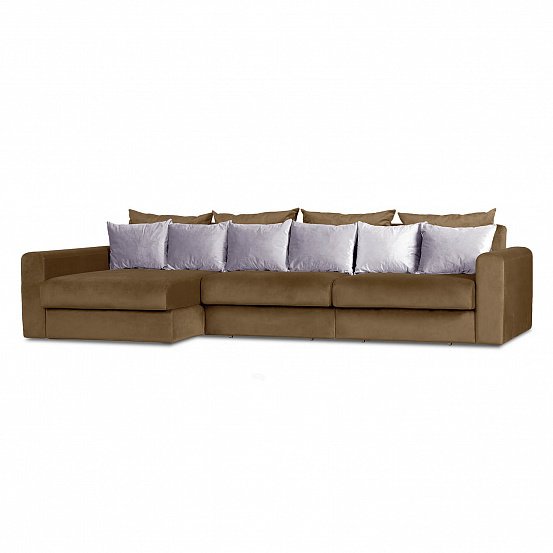Угловой диван-кровать Мэдисон Лувр коричневого цвета большой
