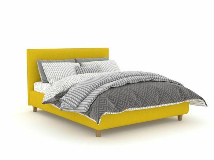 Кровать Турку Box High 160х200 желтого цвета с подъемным механизмом