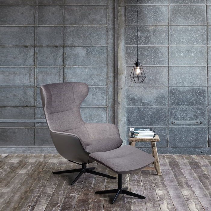 Кресло реклайнер c пуфом Shine Combi серого цвета - купить Интерьерные кресла по цене 210800.0