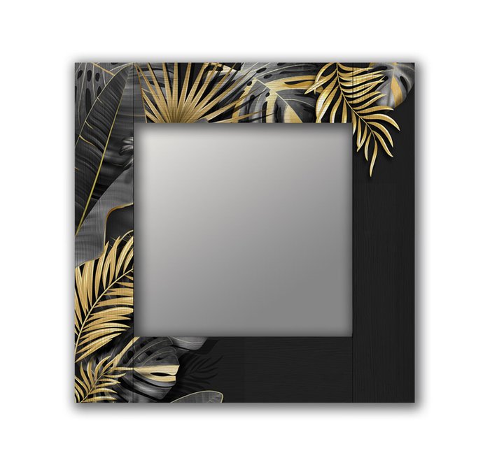 Настенное зеркало Пальмы Голд 50х65 черно-золотого цвета - купить Настенные зеркала по цене 13190.0