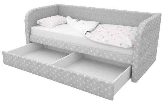 Диван-кровать Уно серого цвета с бортиком и бельевым ящиком - купить Прямые диваны по цене 21400.0