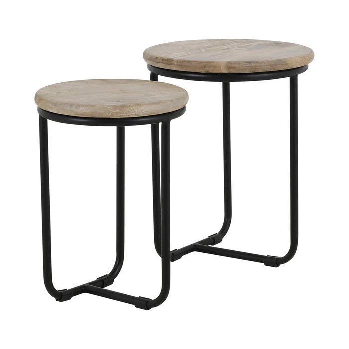 Набор из двух кофейных столиков Рави черно-коричневого цвета - купить Кофейные столики по цене 5900.0