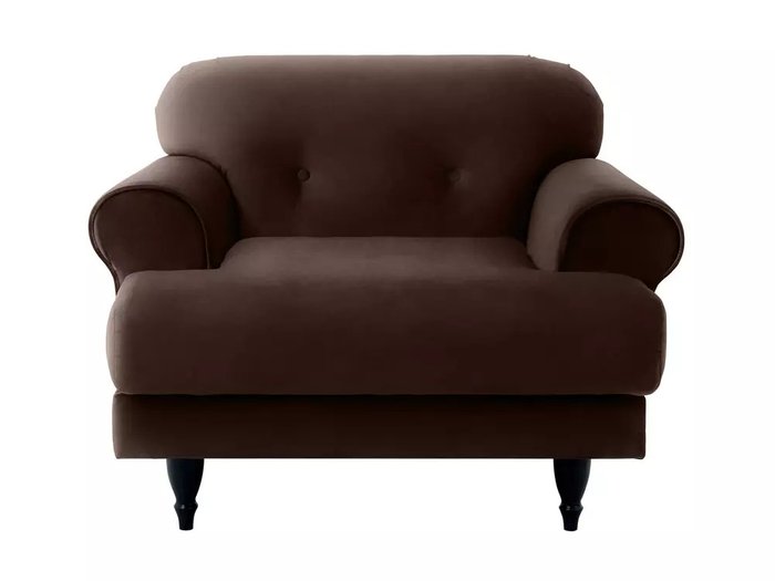 Кресло Italia в обивке из велюра темно-коричневого цвета с черными ножками  - купить Интерьерные кресла по цене 44910.0