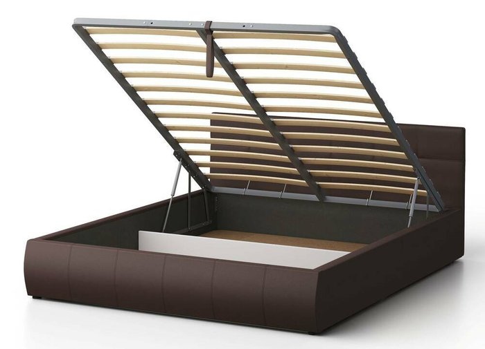 Кровать Венера-1 140х200 коричневого цвета с подъемным механизмом (экокожа) - лучшие Кровати для спальни в INMYROOM