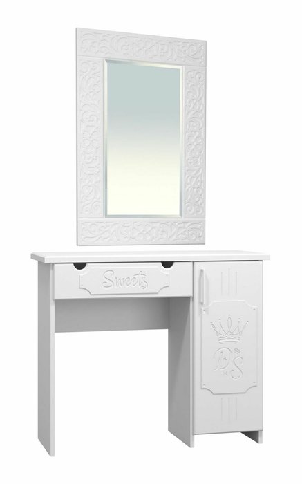 Зеркало настенное Соня Премиум в резной раме белого цвета - купить Настенные зеркала по цене 6618.0