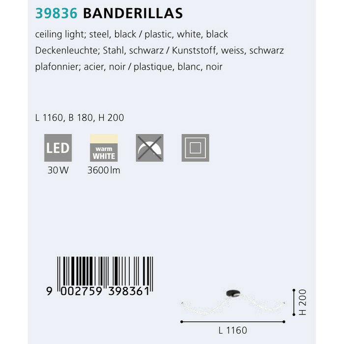 Потолочный светодиодный светильник Banderillas белого цвета - купить Потолочные светильники по цене 10990.0