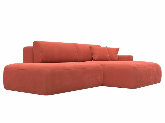 Угловой диван-кровать Лига 036 Модерн кораллового цвета правый угол - лучшие Угловые диваны в INMYROOM