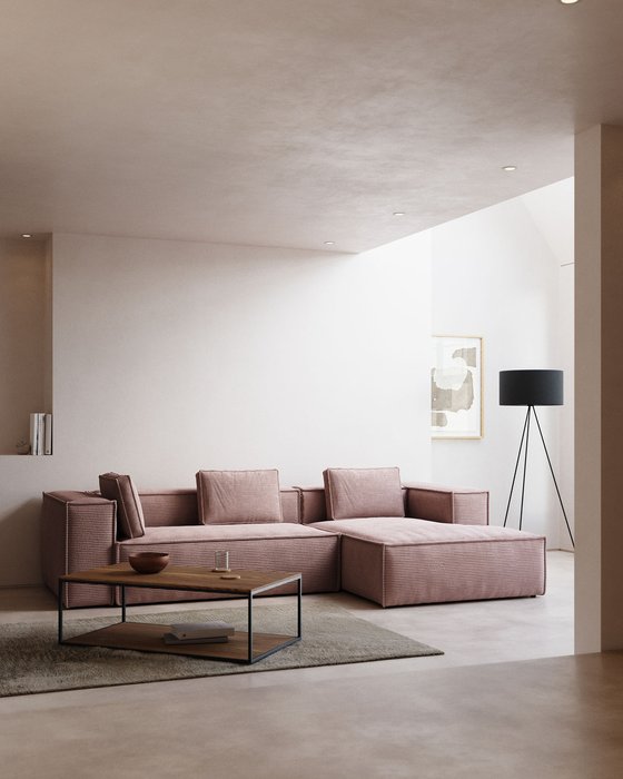 Угловой диван Blok 300 розового цвета правый - купить Угловые диваны по цене 433990.0