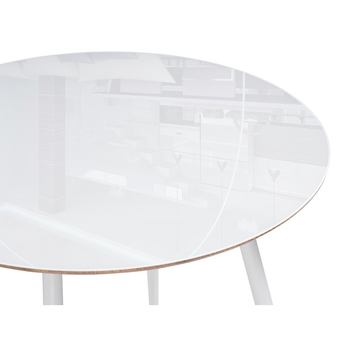 Обеденный стол Абилин со стеклянной столешницей белого цвета - лучшие Обеденные столы в INMYROOM