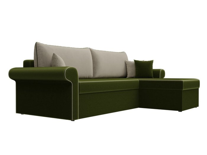 Угловой диван-кровать Милфорд бежево-зеленого цвета правый угол - лучшие Угловые диваны в INMYROOM