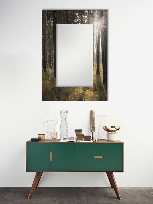 Дизайнерское зеркало Солнечный луч с рамой из массива сосны - купить Настенные зеркала по цене 12490.0