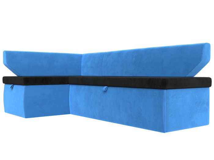 Угловой диван-кровать Омура черно-голубого цвета левый угол - лучшие Угловые диваны в INMYROOM