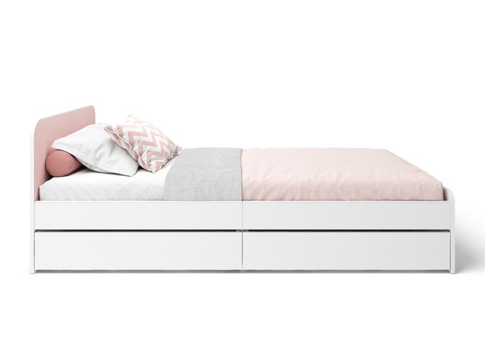 Кровать Home 90х200 бело-розового цвета c ортопедическим основанием и ящиком   - купить Одноярусные кроватки по цене 10767.0