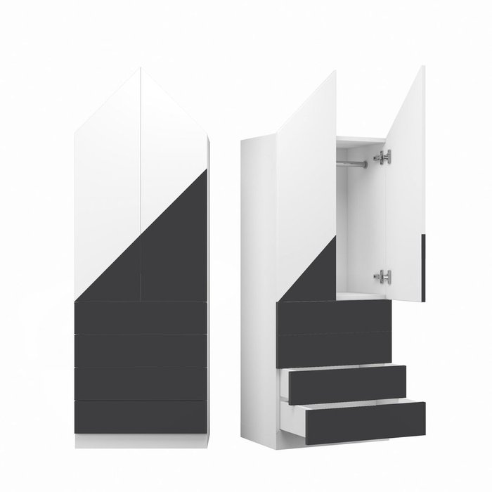 Шкаф Альпы черно-белого цвета с четырьмя ящиками