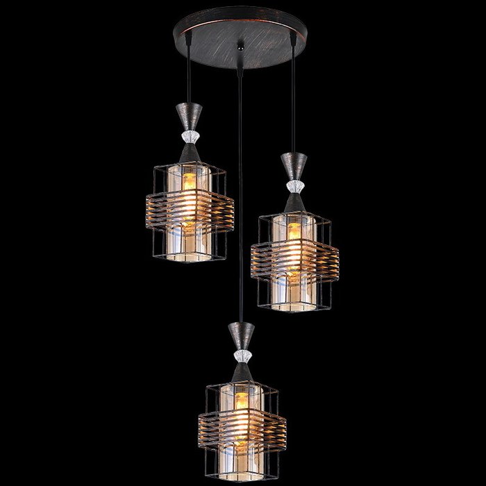 Подвесной светильник 03128-0.9-03 BK+PATINA GOLD (стекло, цвет прозрачный) - лучшие Подвесные светильники в INMYROOM