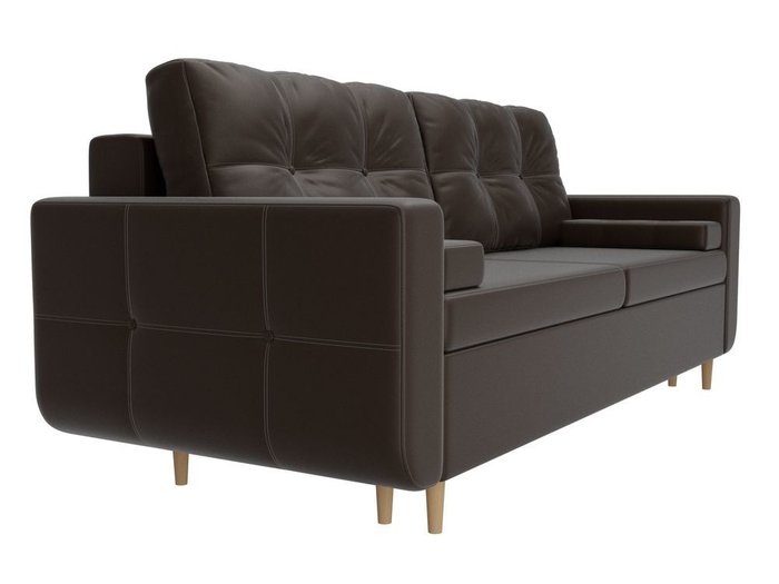 Прямой диван-кровать Кэдмон коричневого цвета (экокожа) - лучшие Прямые диваны в INMYROOM