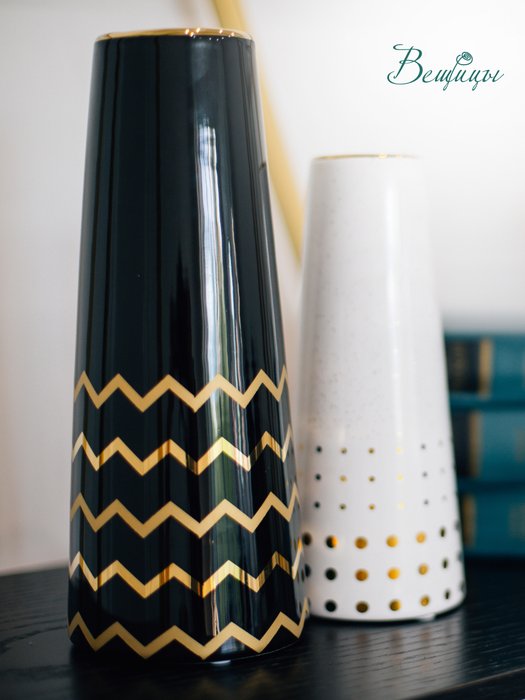 Декоративная ваза Арт Деко черного цвета - купить Вазы  по цене 1163.0