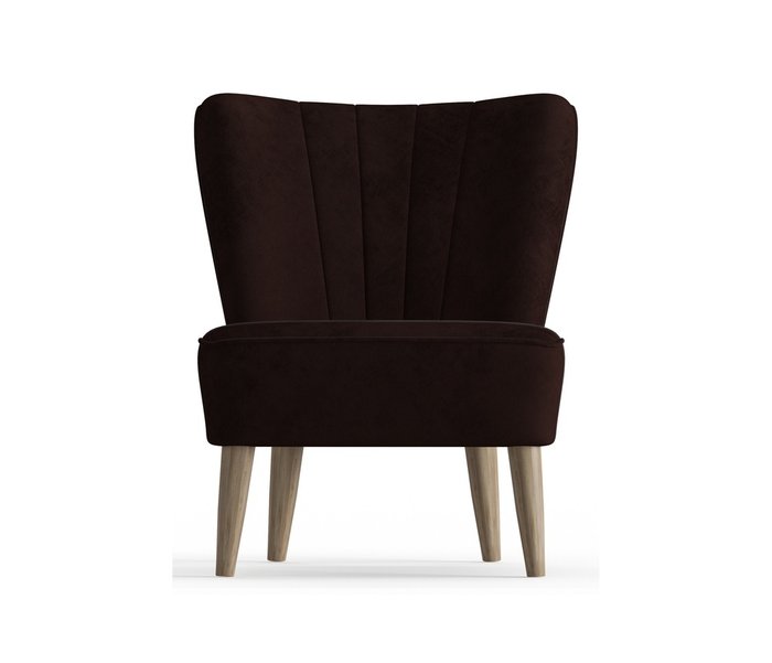 Кресло Пальмира в обивке из велюра темно-коричневого цвета - купить Интерьерные кресла по цене 16490.0