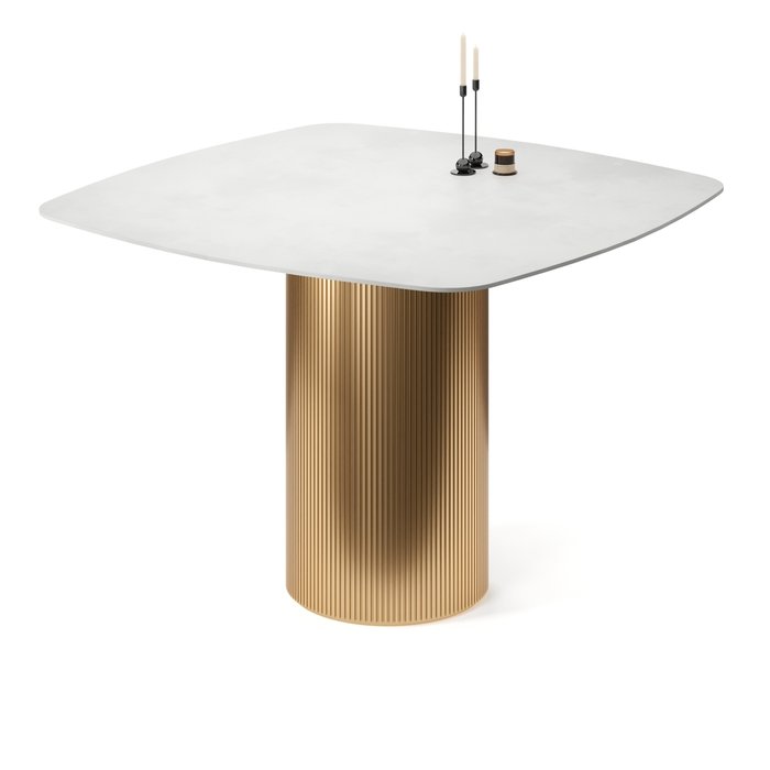 Обеденный стол квадратный Субра на золотом основании - купить Обеденные столы по цене 79505.0
